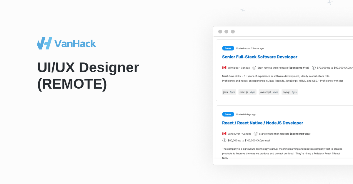 UI/UX Designer (REMOTE) VanHack